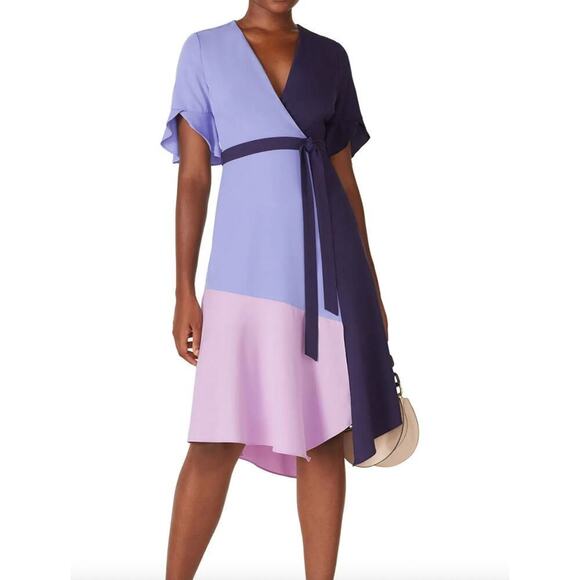 Hutch Anthropologie Colorblock Wrap Dress size small - Picture 1 of 5